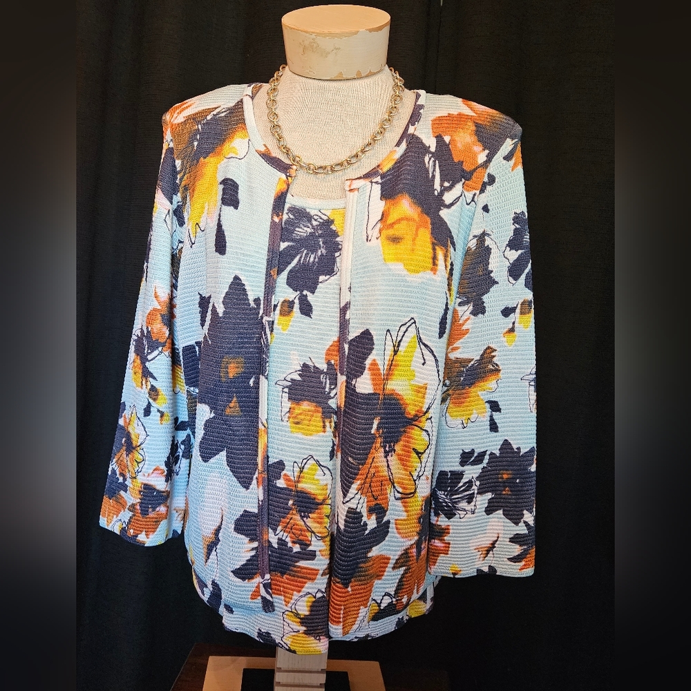 ST.JOHN Julep Welted Knit Cardigan Shell Twin Set Medium
